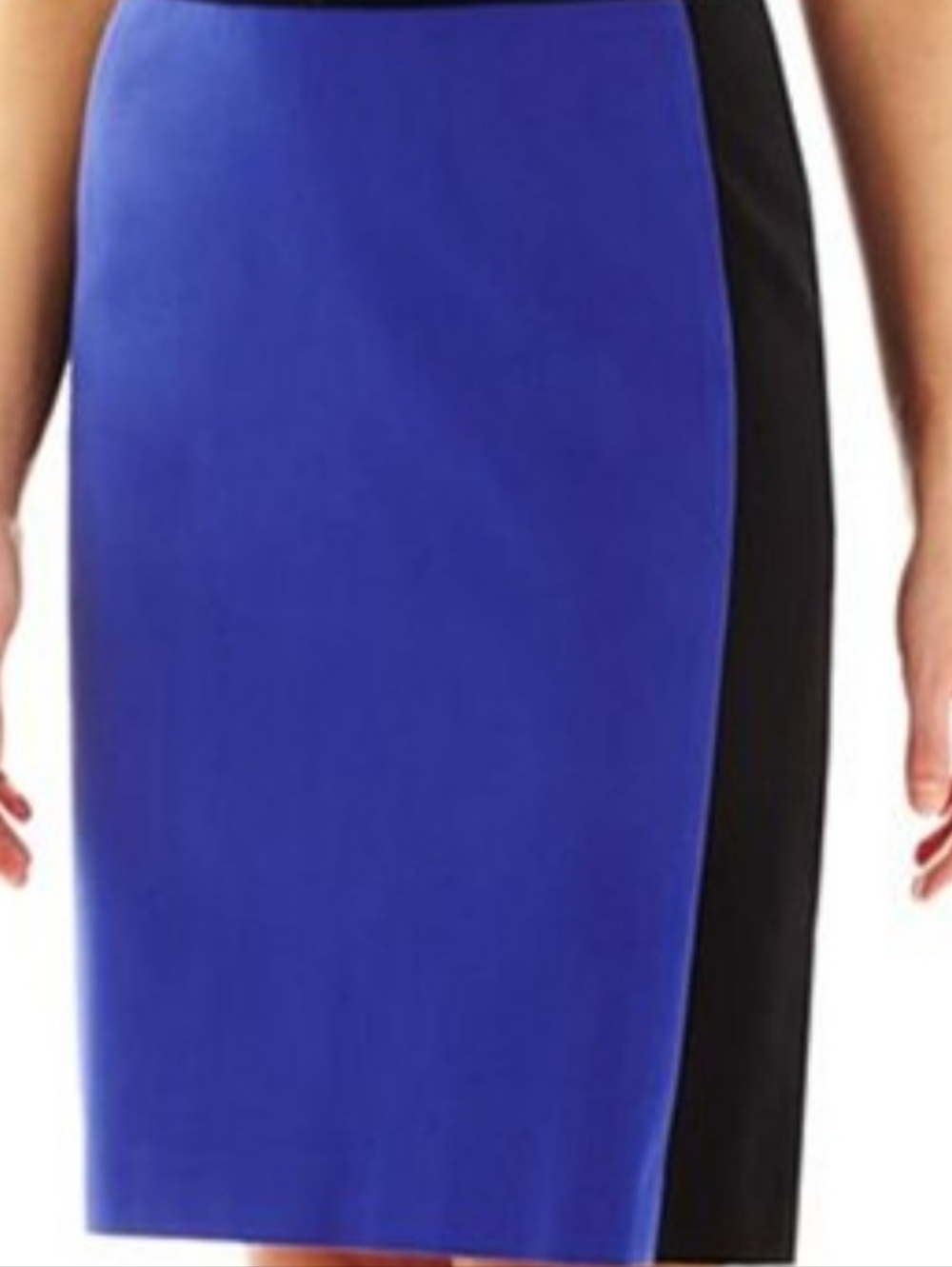 LANDS' END Blue and Black Colorblock Pencil Skirt Cotton US Size 8
